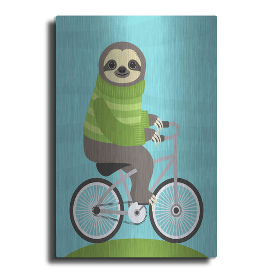 Luxe Metal Art 'Cycling Sloth' by Nancy Lee, Metal Wall Art