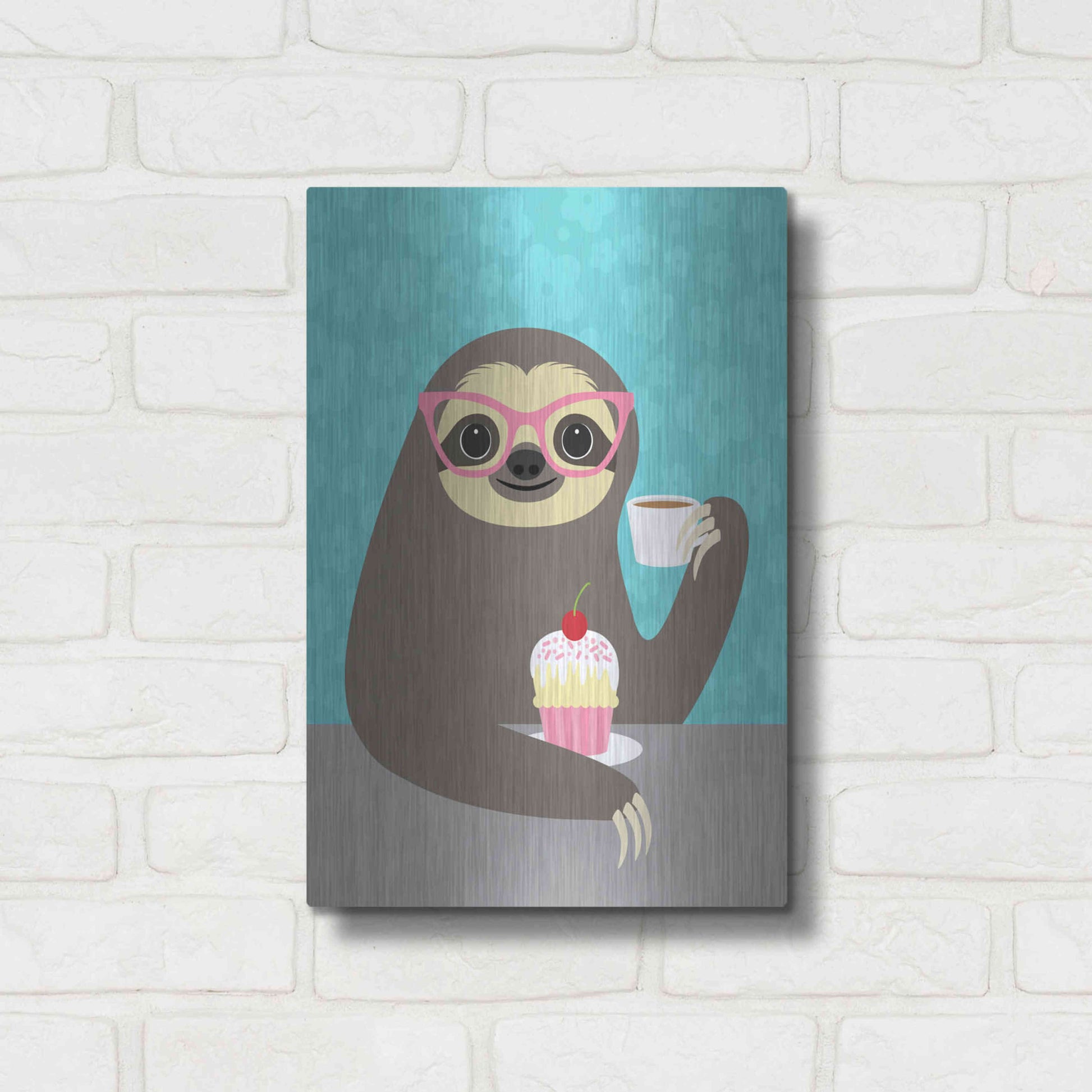 Luxe Metal Art 'Diva Sloth' by Nancy Lee, Metal Wall Art,12x16