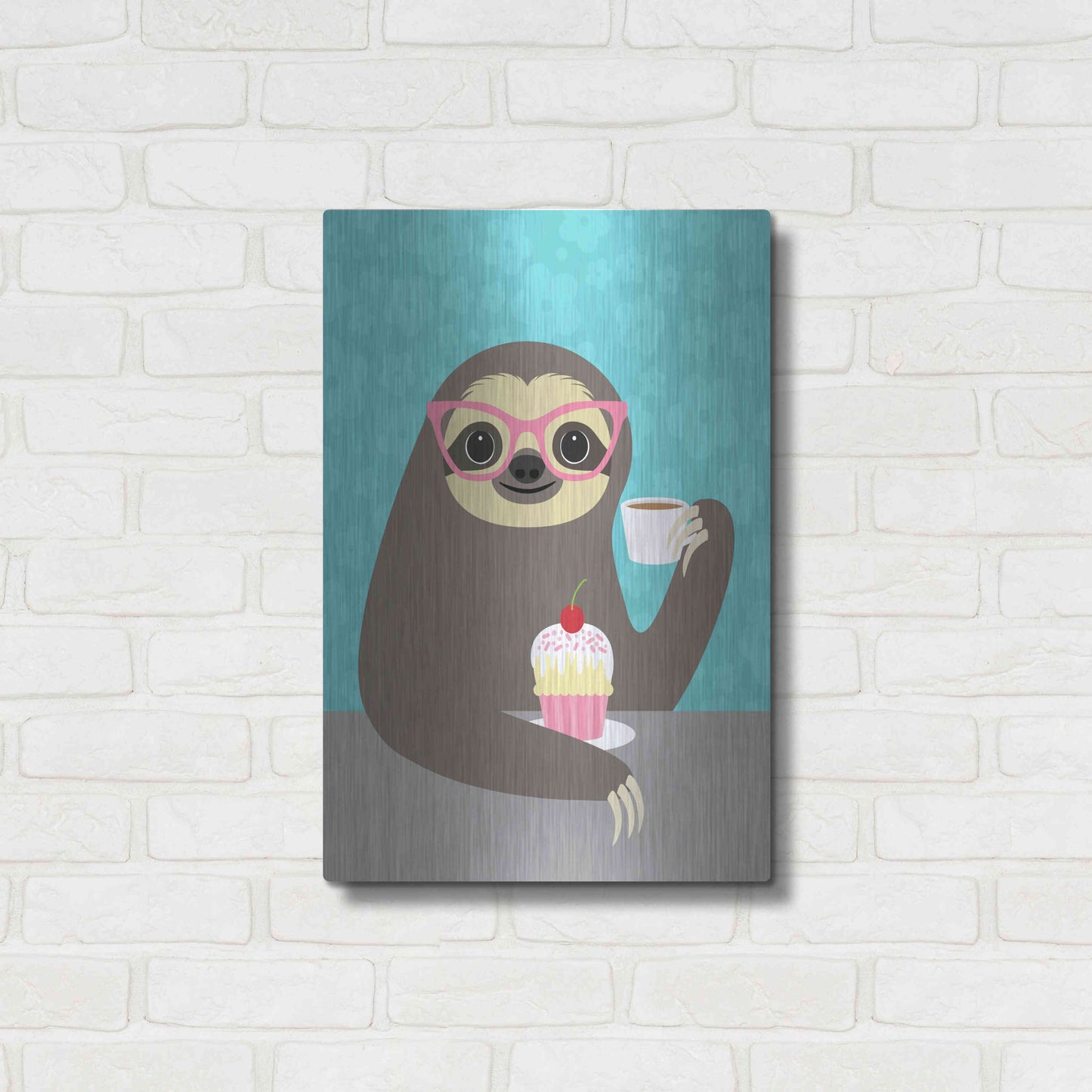 Luxe Metal Art 'Diva Sloth' by Nancy Lee, Metal Wall Art,16x24