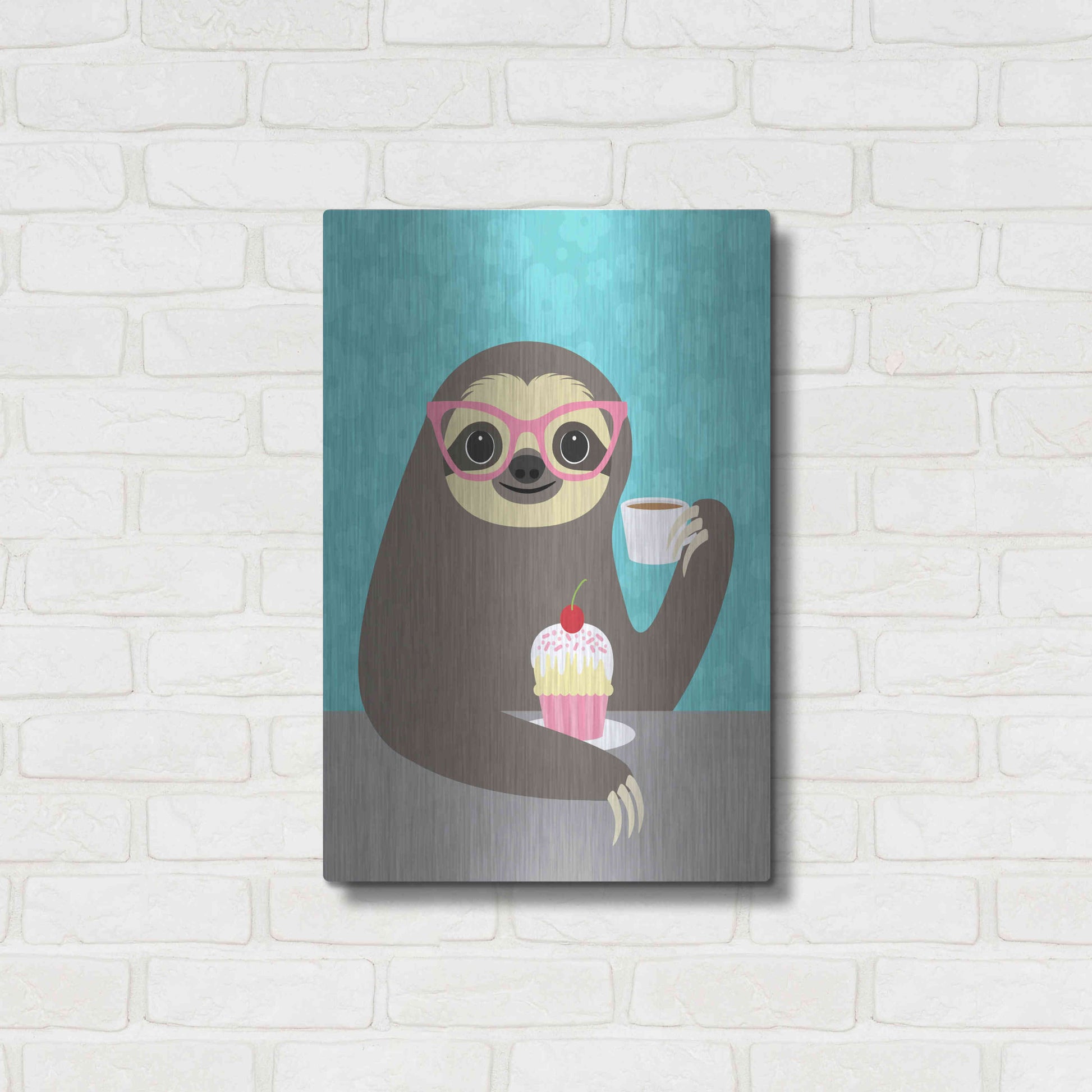 Luxe Metal Art 'Diva Sloth' by Nancy Lee, Metal Wall Art,16x24