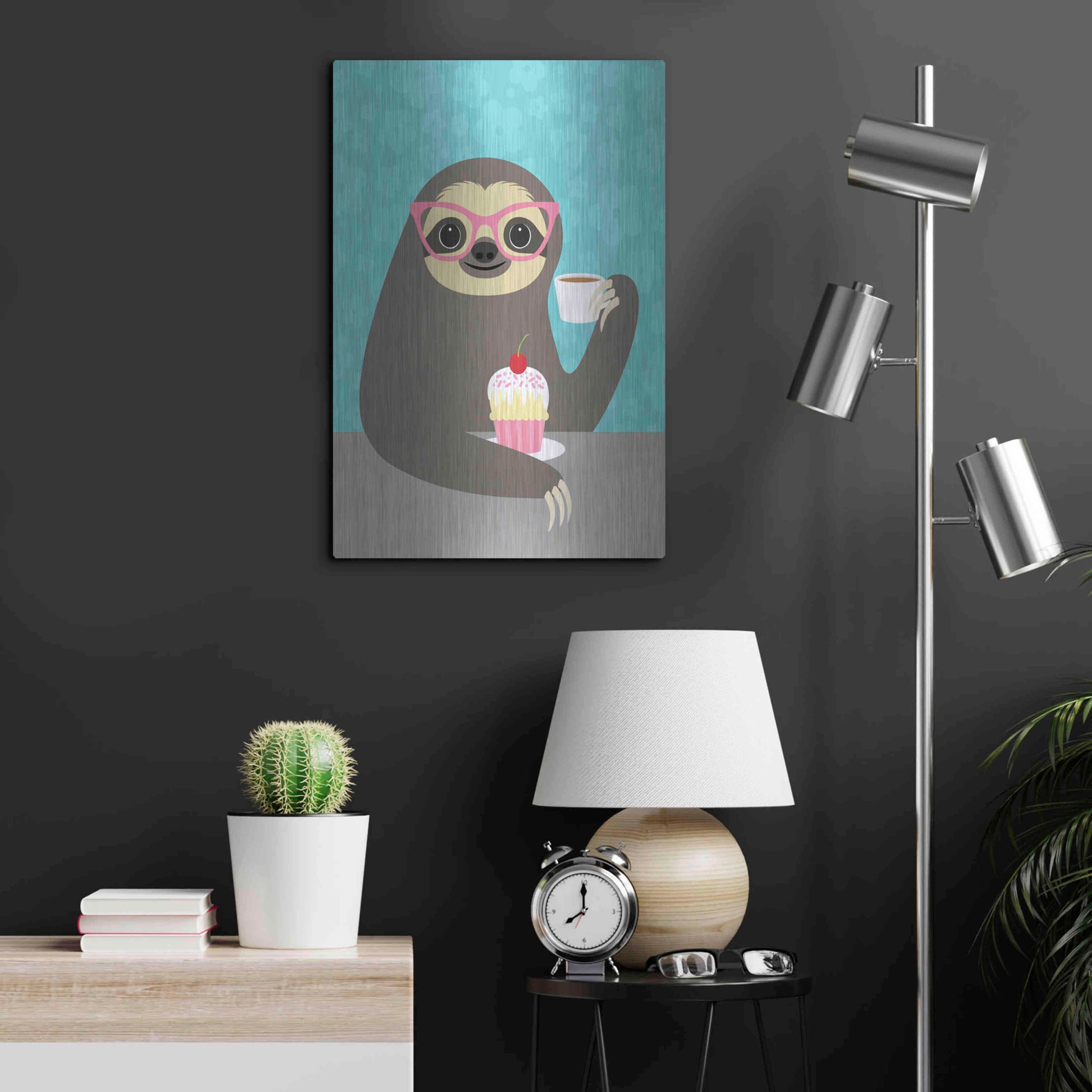 Luxe Metal Art 'Diva Sloth' by Nancy Lee, Metal Wall Art,16x24