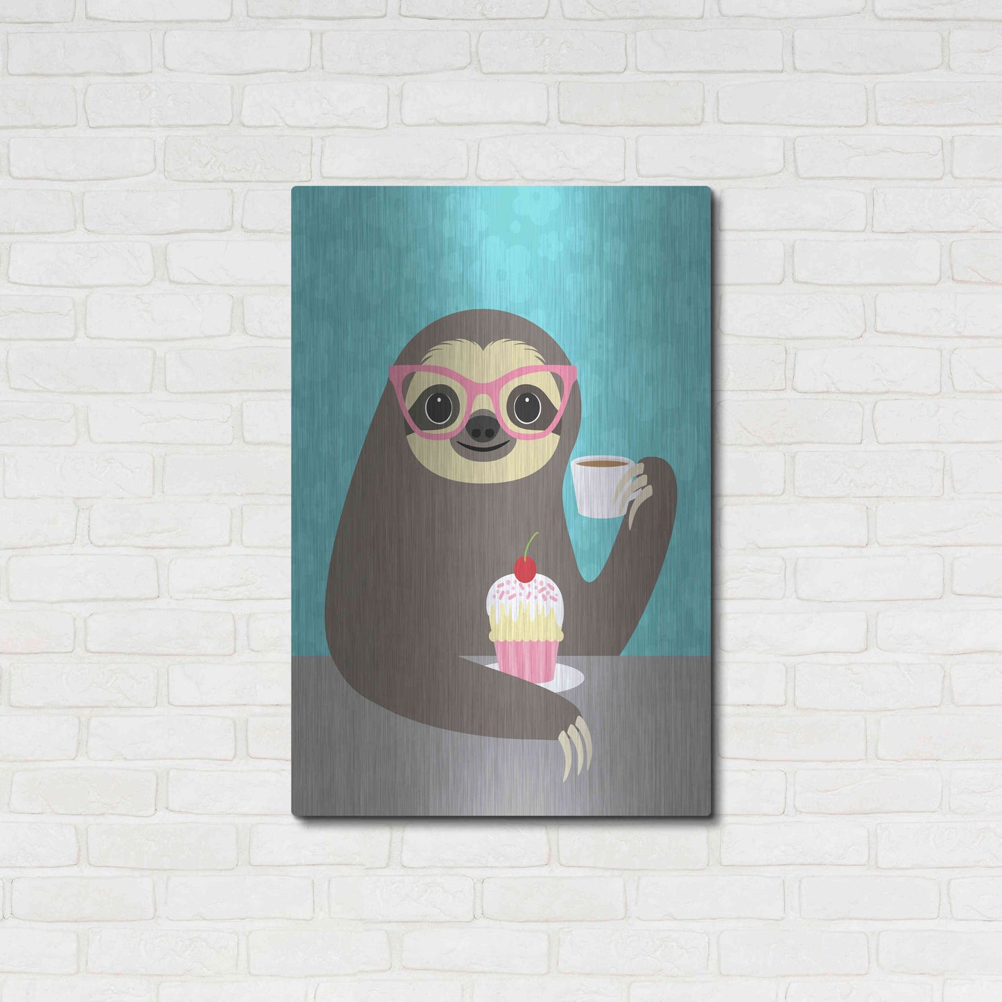 Luxe Metal Art 'Diva Sloth' by Nancy Lee, Metal Wall Art,24x36
