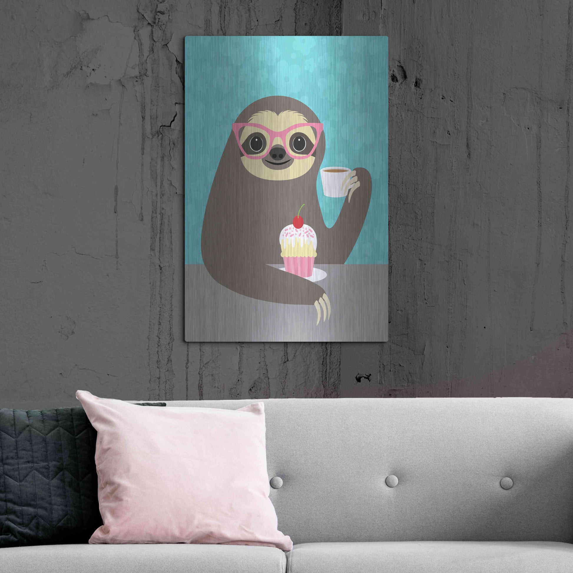 Luxe Metal Art 'Diva Sloth' by Nancy Lee, Metal Wall Art,24x36