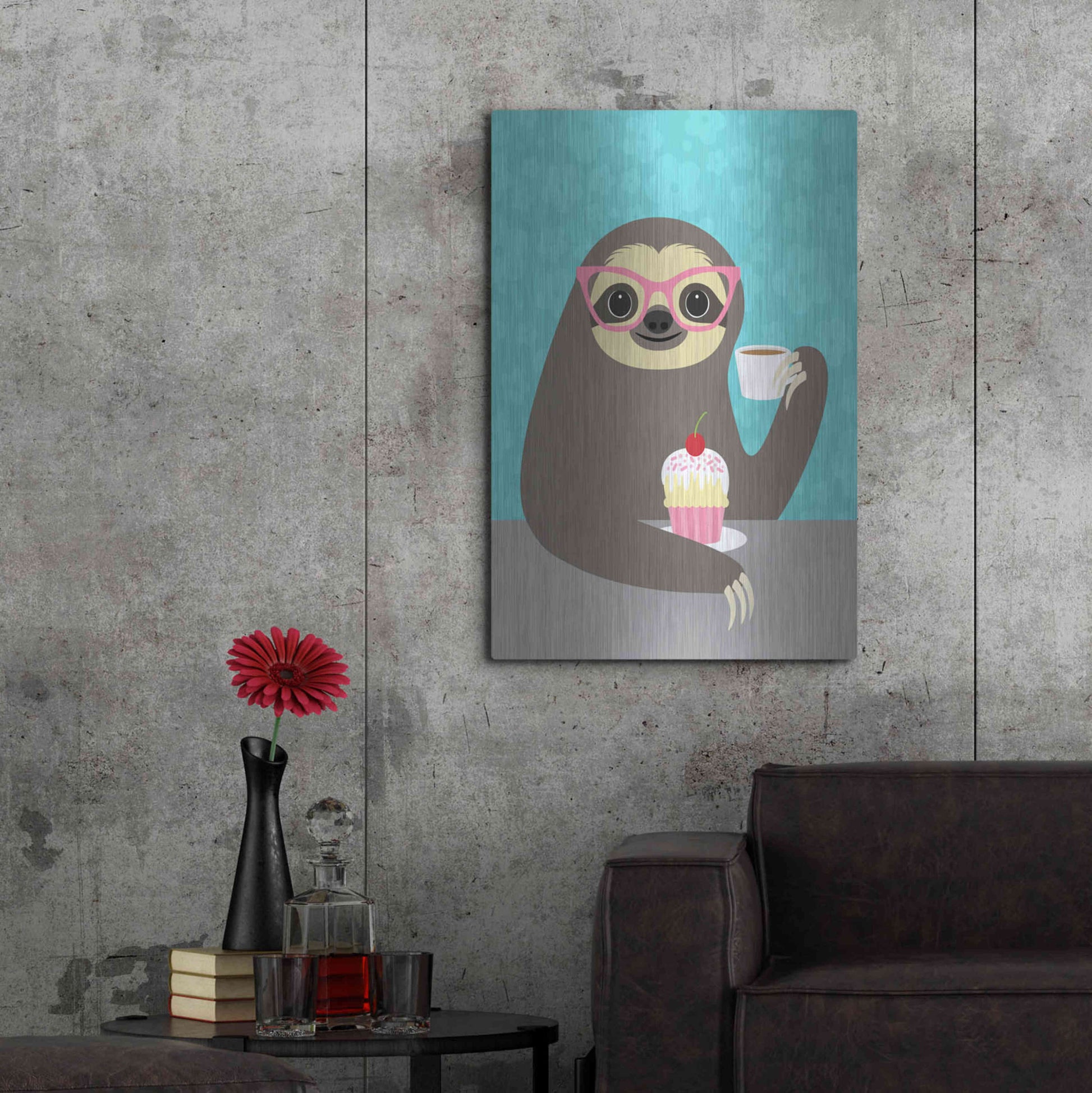 Luxe Metal Art 'Diva Sloth' by Nancy Lee, Metal Wall Art,24x36