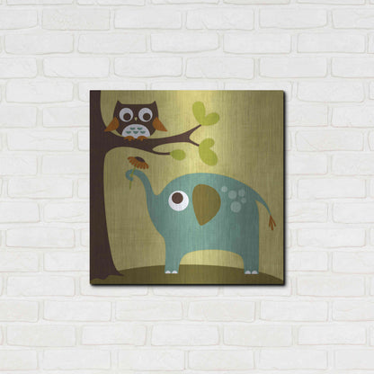 Luxe Metal Art 'Owl and Elephant' by Nancy Lee, Metal Wall Art,24x24