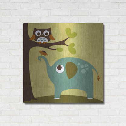 Luxe Metal Art 'Owl and Elephant' by Nancy Lee, Metal Wall Art,36x36