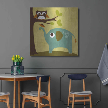 Luxe Metal Art 'Owl and Elephant' by Nancy Lee, Metal Wall Art,36x36