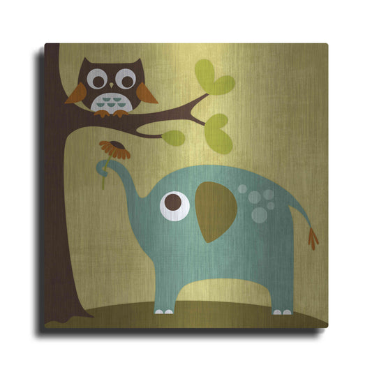 Luxe Metal Art 'Owl and Elephant' by Nancy Lee, Metal Wall Art