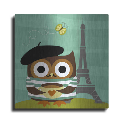 Luxe Metal Art 'Owl in Paris' by Nancy Lee, Metal Wall Art