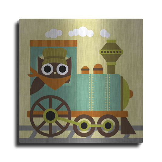 Luxe Metal Art 'Owl Train Conductor' by Nancy Lee, Metal Wall Art