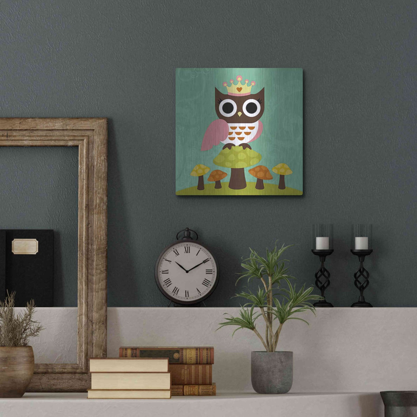 Luxe Metal Art 'Princess Owl' by Nancy Lee, Metal Wall Art,12x12