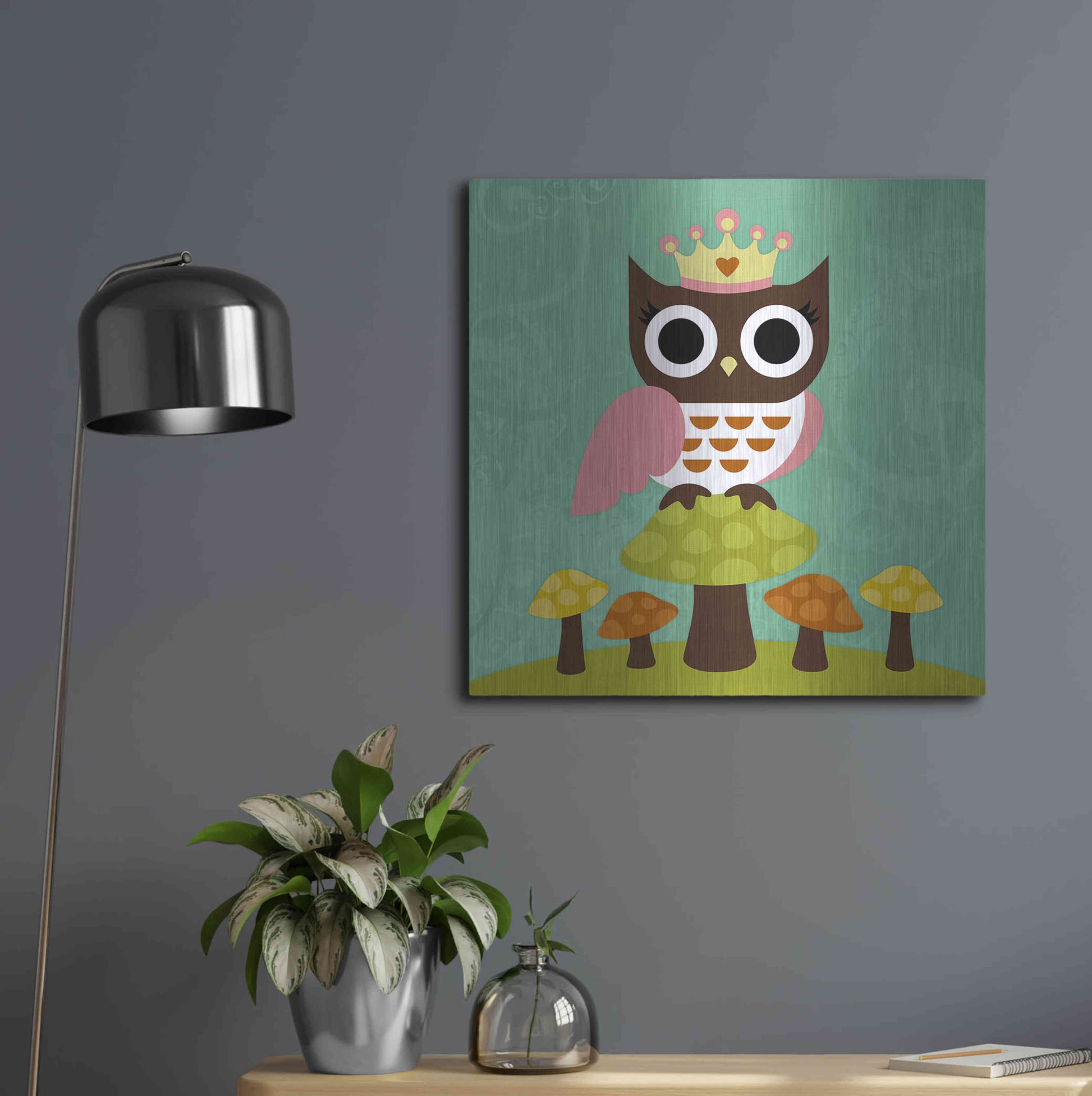 Luxe Metal Art 'Princess Owl' by Nancy Lee, Metal Wall Art,24x24