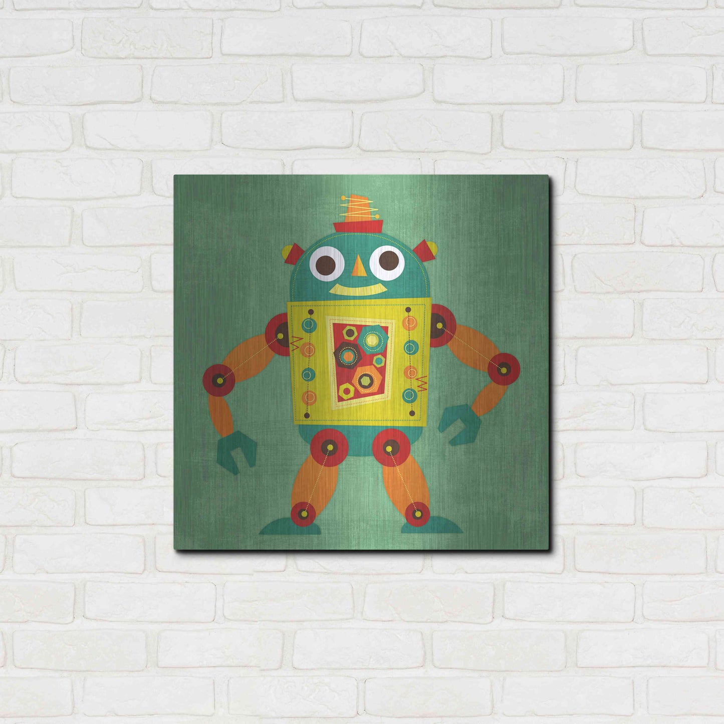 Luxe Metal Art 'Robot 1' by Nancy Lee, Metal Wall Art,24x24