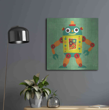 Luxe Metal Art 'Robot 1' by Nancy Lee, Metal Wall Art,24x24