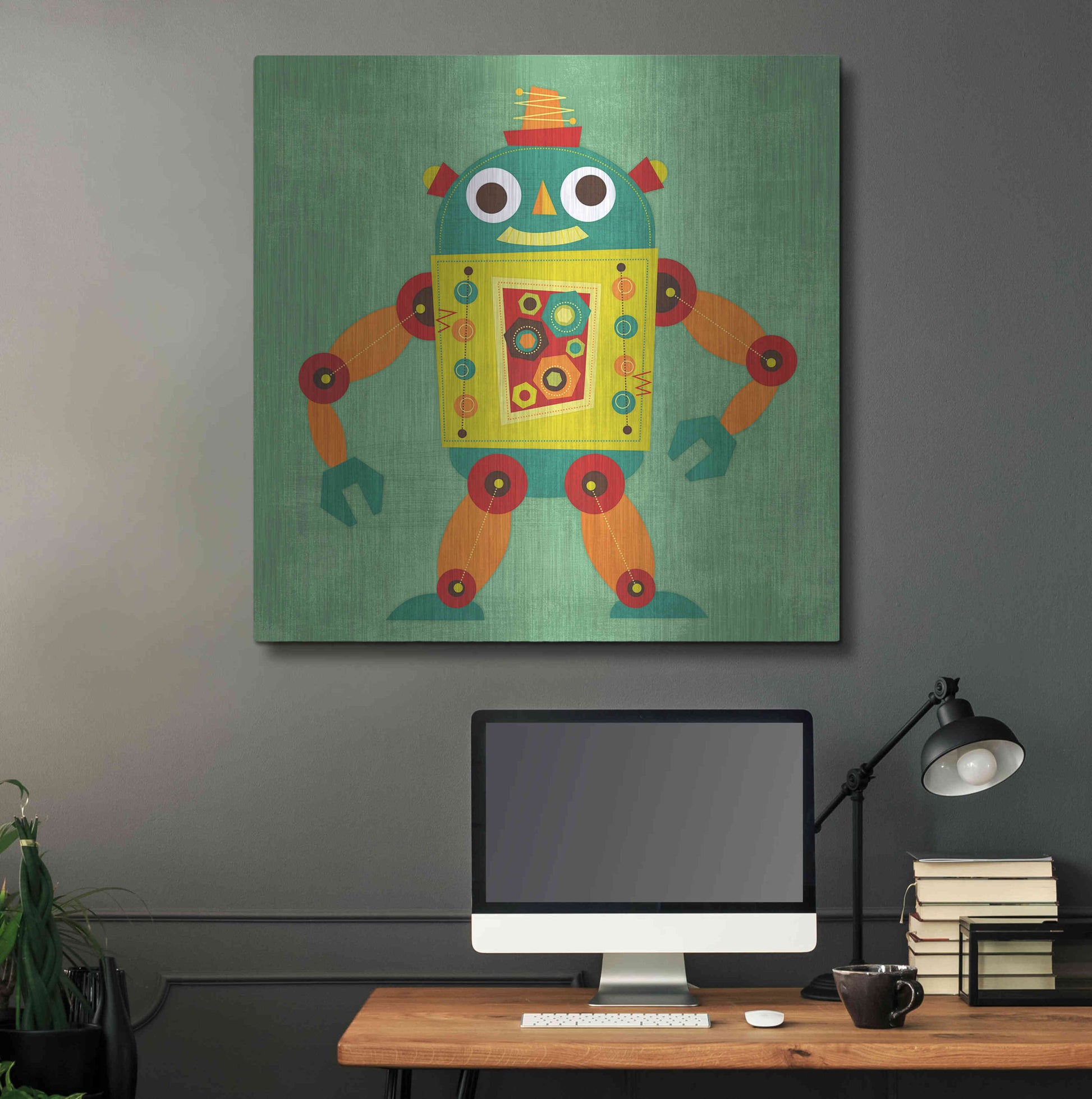 Luxe Metal Art 'Robot 1' by Nancy Lee, Metal Wall Art,36x36