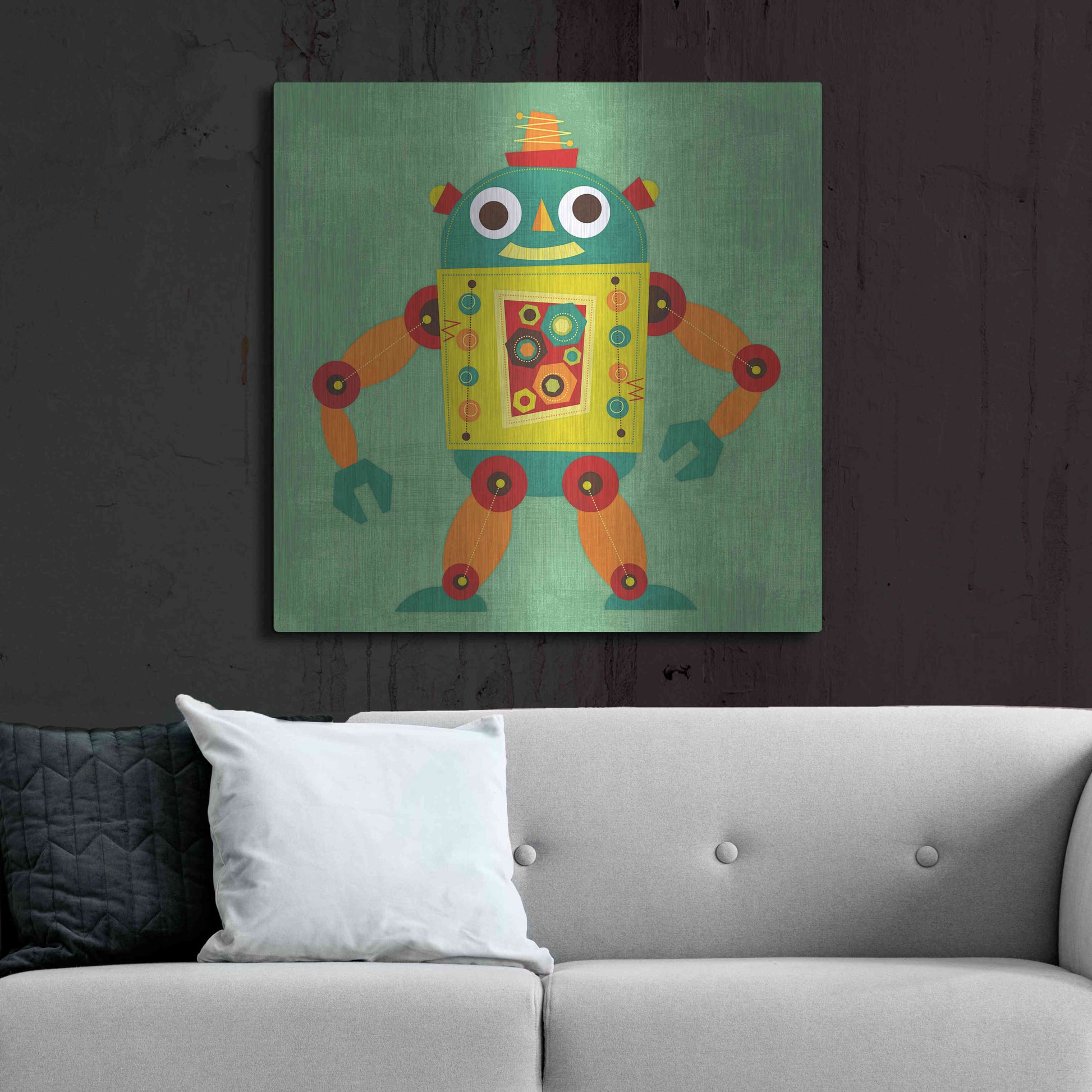 Luxe Metal Art 'Robot 1' by Nancy Lee, Metal Wall Art,36x36