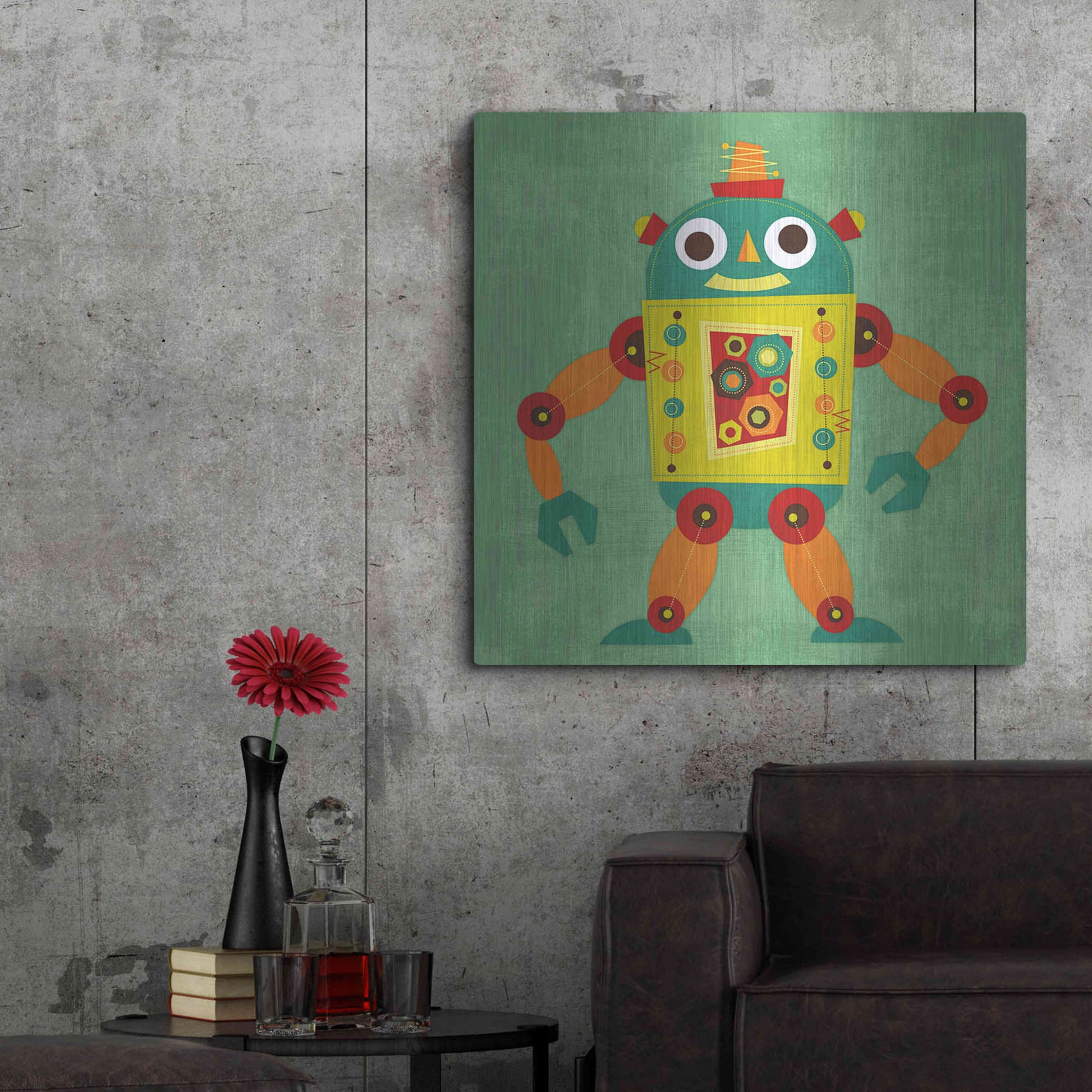 Luxe Metal Art 'Robot 1' by Nancy Lee, Metal Wall Art,36x36