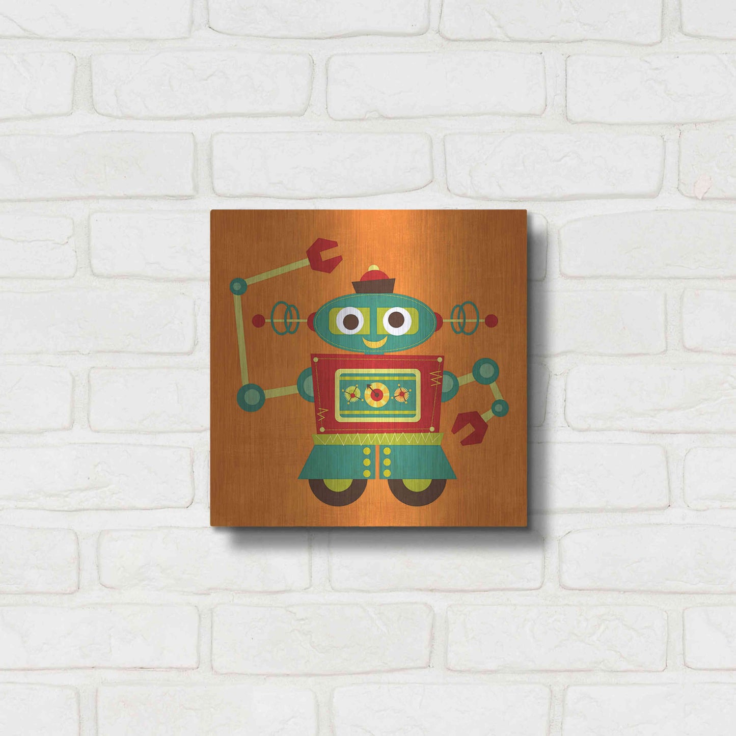 Luxe Metal Art 'Robot 2' by Nancy Lee, Metal Wall Art,12x12