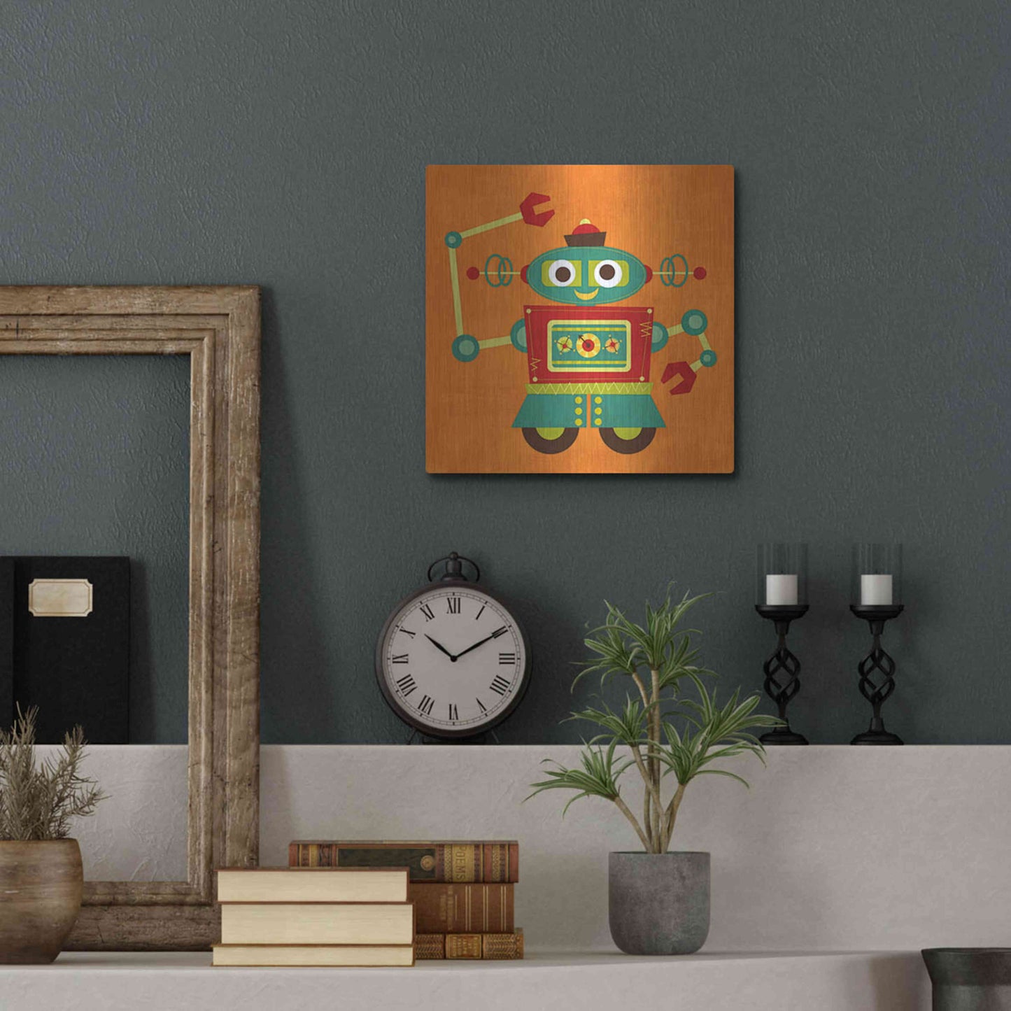 Luxe Metal Art 'Robot 2' by Nancy Lee, Metal Wall Art,12x12