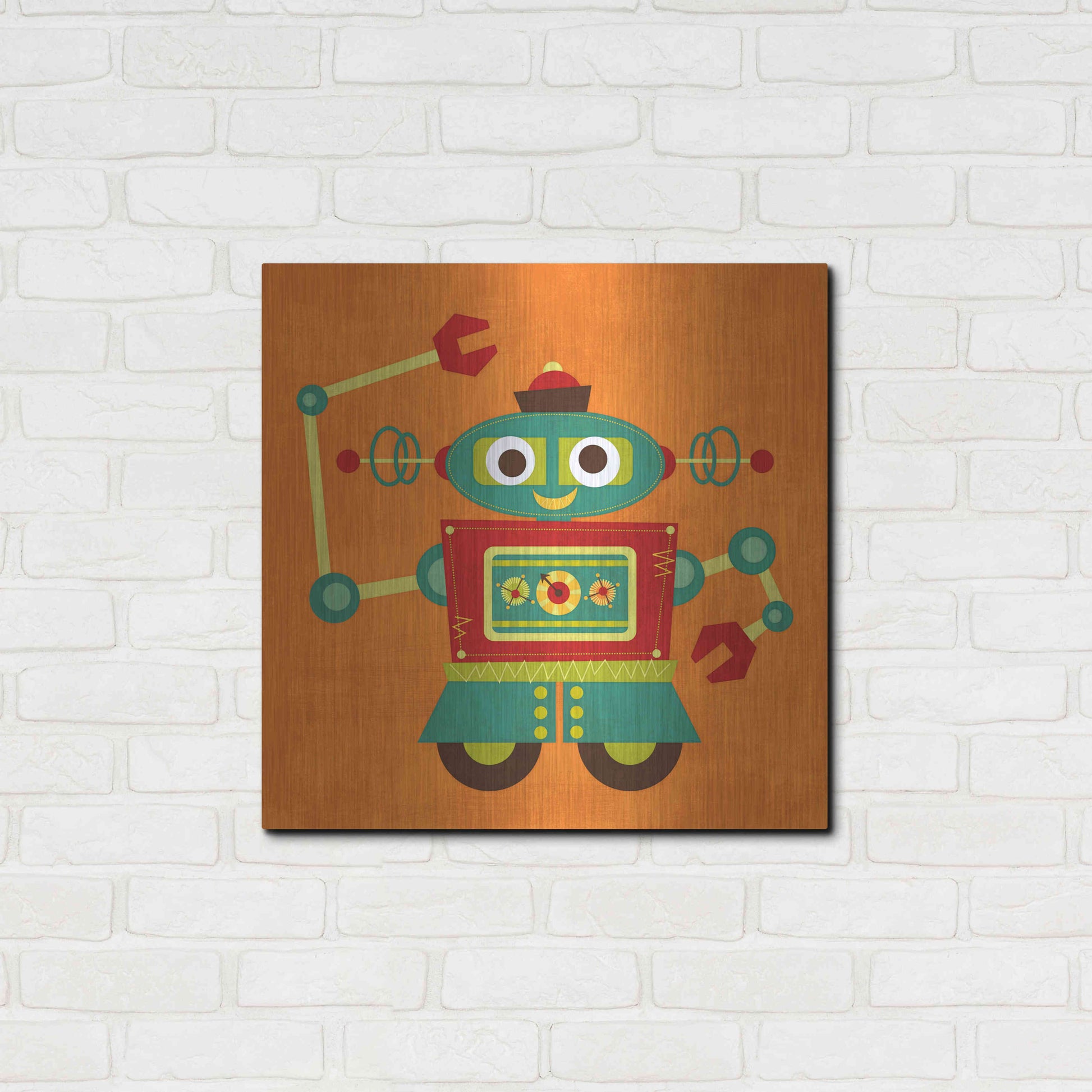 Luxe Metal Art 'Robot 2' by Nancy Lee, Metal Wall Art,24x24