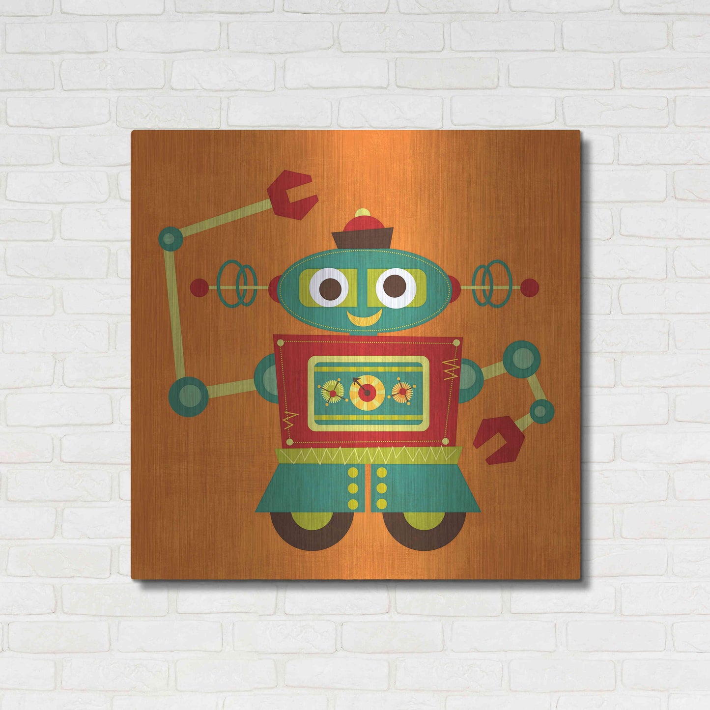 Luxe Metal Art 'Robot 2' by Nancy Lee, Metal Wall Art,36x36