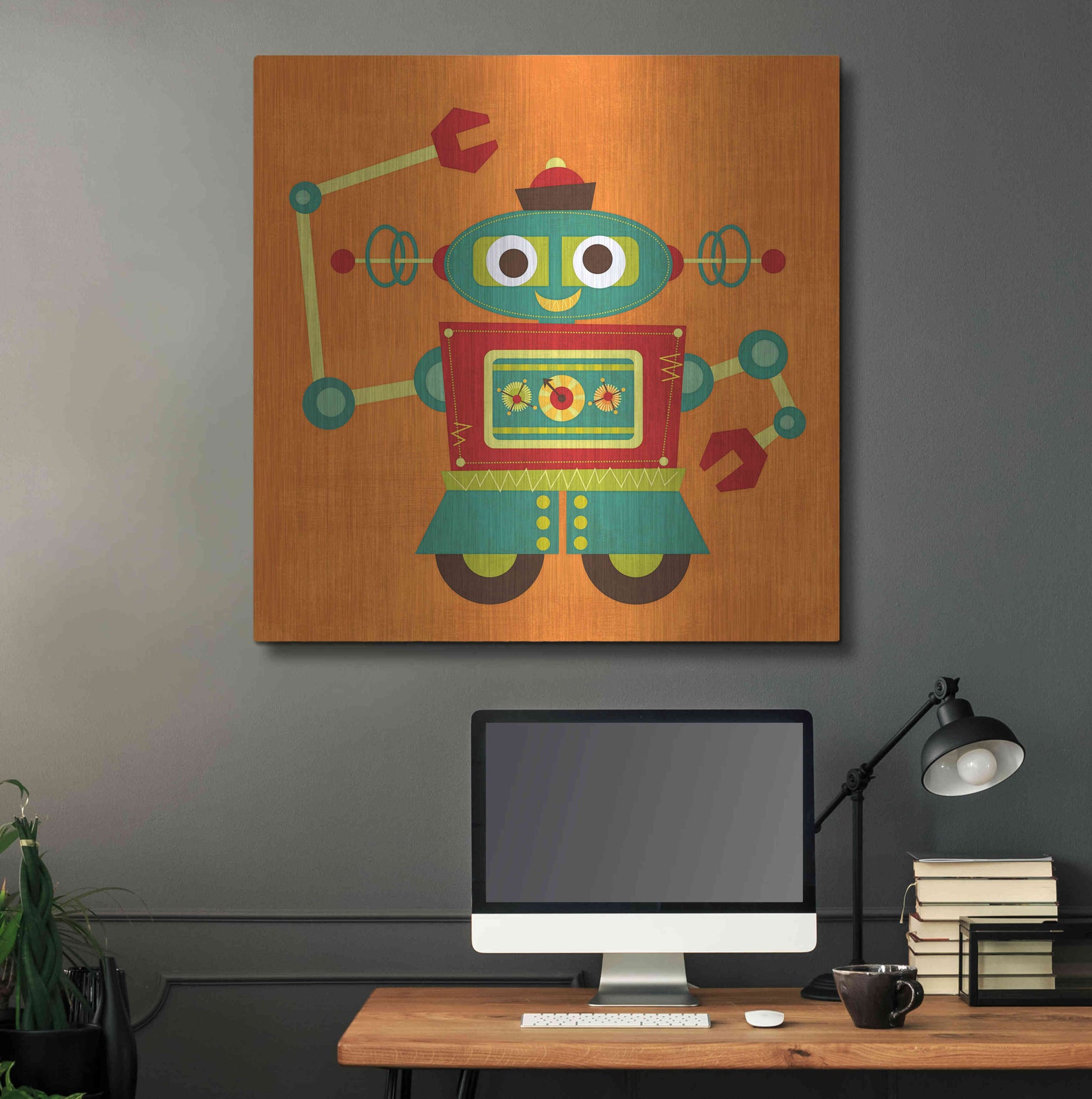 Luxe Metal Art 'Robot 2' by Nancy Lee, Metal Wall Art,36x36