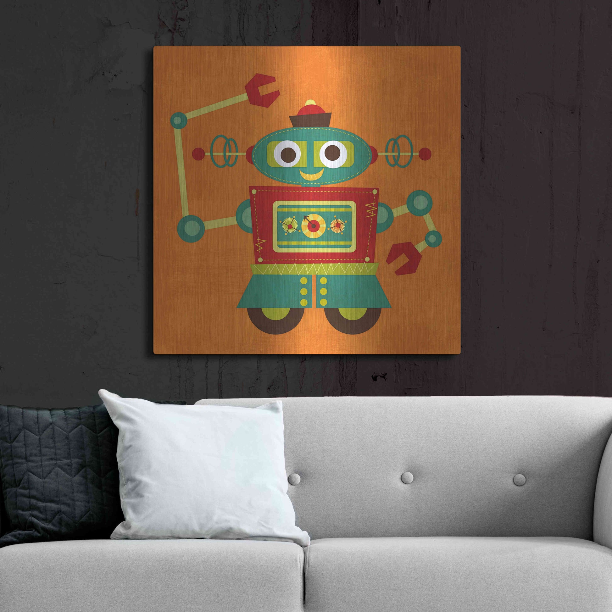 Luxe Metal Art 'Robot 2' by Nancy Lee, Metal Wall Art,36x36