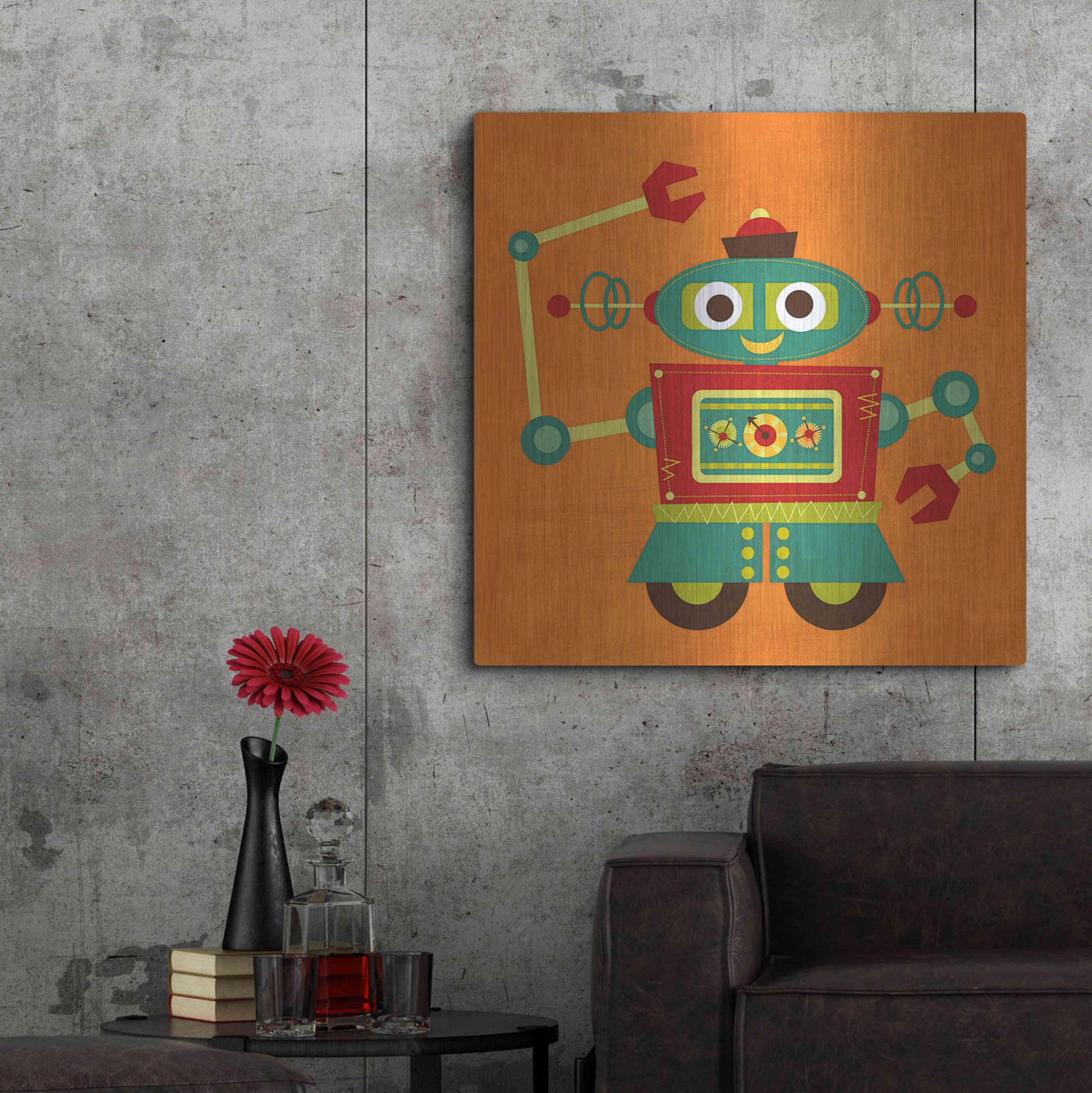 Luxe Metal Art 'Robot 2' by Nancy Lee, Metal Wall Art,36x36