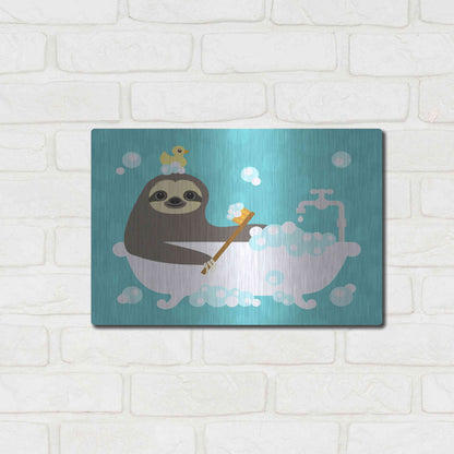 Luxe Metal Art 'Scrubbing Bubbles Sloth' by Nancy Lee, Metal Wall Art,16x12
