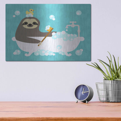Luxe Metal Art 'Scrubbing Bubbles Sloth' by Nancy Lee, Metal Wall Art,16x12