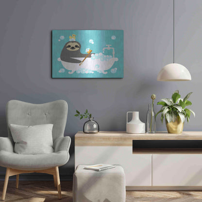 Luxe Metal Art 'Scrubbing Bubbles Sloth' by Nancy Lee, Metal Wall Art,24x16