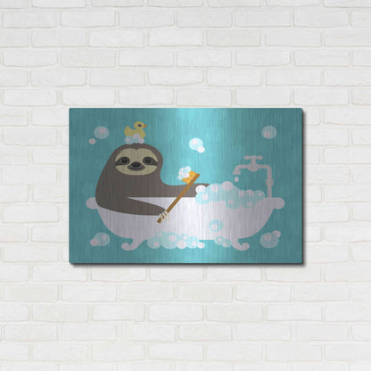 Luxe Metal Art 'Scrubbing Bubbles Sloth' by Nancy Lee, Metal Wall Art,36x24