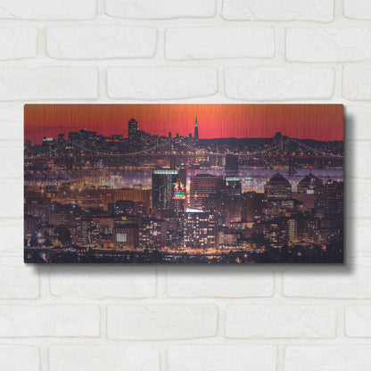 Luxe Metal Art 'Oakland SF Twilight' by Greg Linhares, Metal Wall Art,24x12