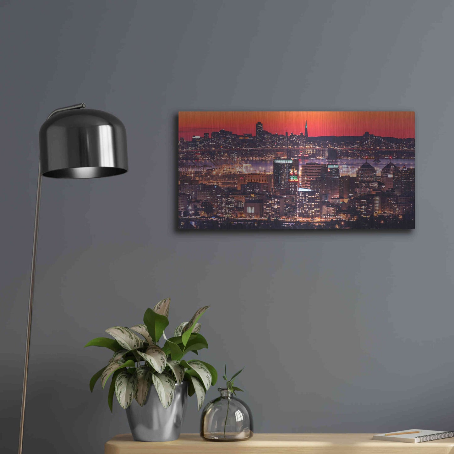 Luxe Metal Art 'Oakland SF Twilight' by Greg Linhares, Metal Wall Art,24x12