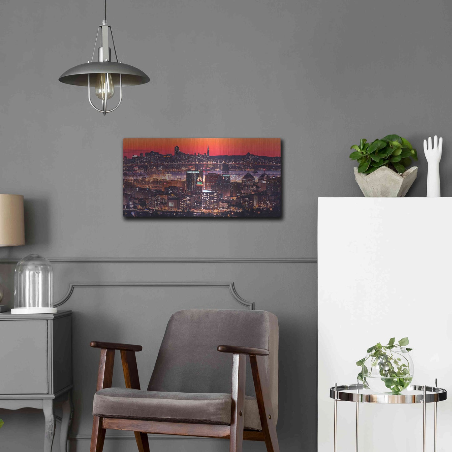 Luxe Metal Art 'Oakland SF Twilight' by Greg Linhares, Metal Wall Art,24x12