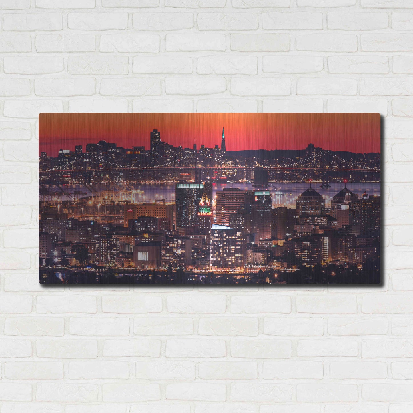 Luxe Metal Art 'Oakland SF Twilight' by Greg Linhares, Metal Wall Art,48x24