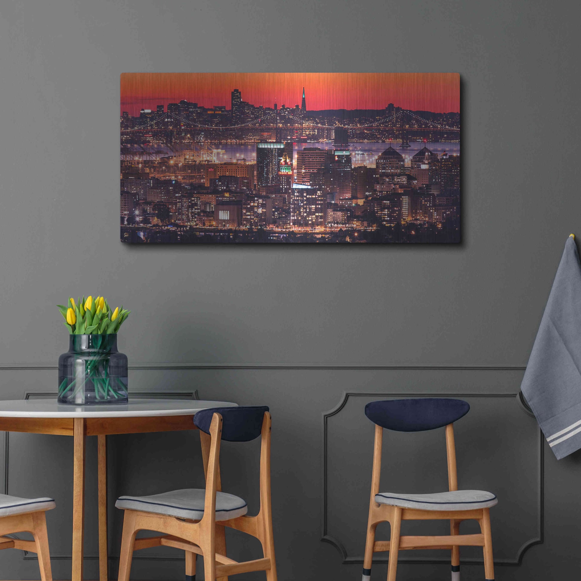 Luxe Metal Art 'Oakland SF Twilight' by Greg Linhares, Metal Wall Art,48x24