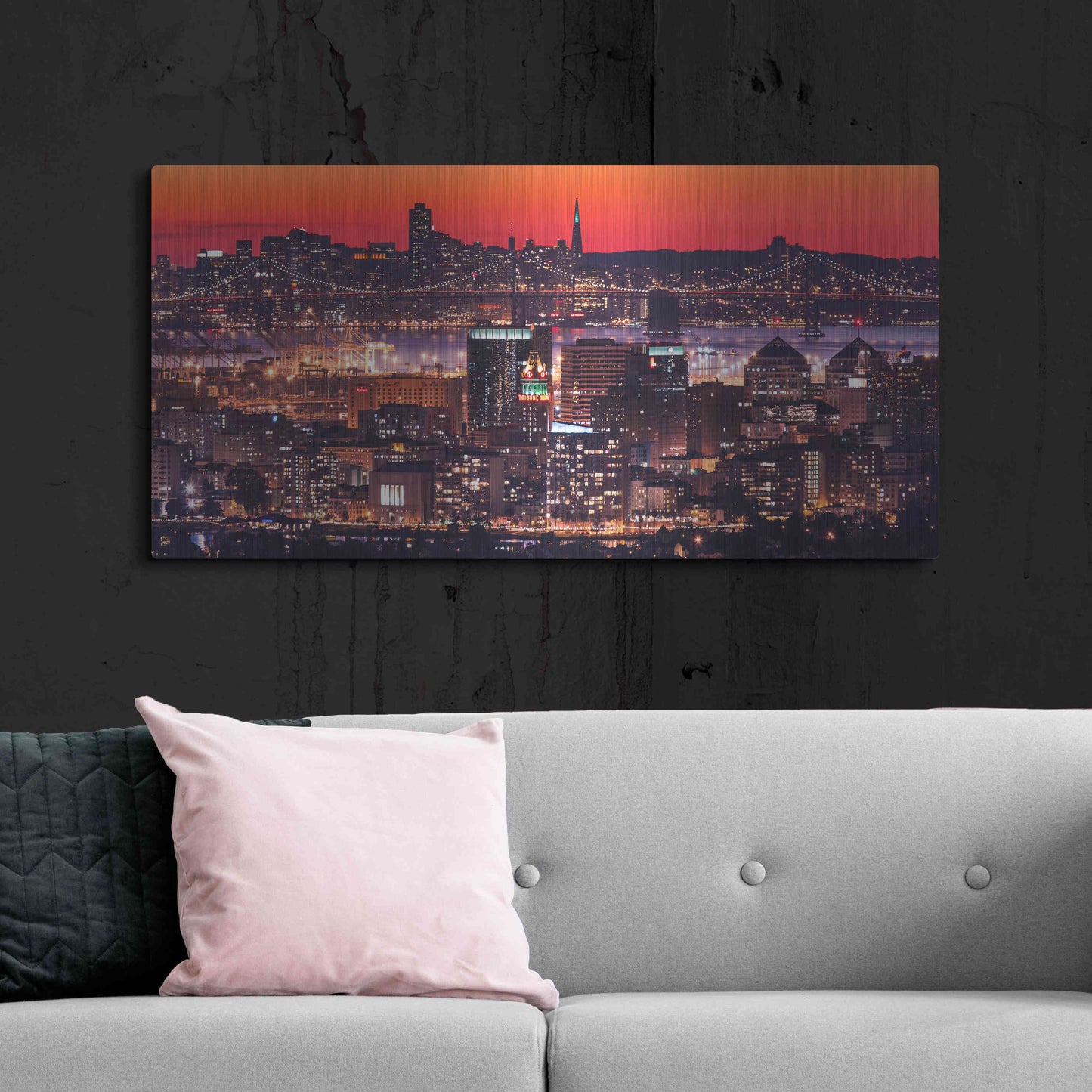 Luxe Metal Art 'Oakland SF Twilight' by Greg Linhares, Metal Wall Art,48x24