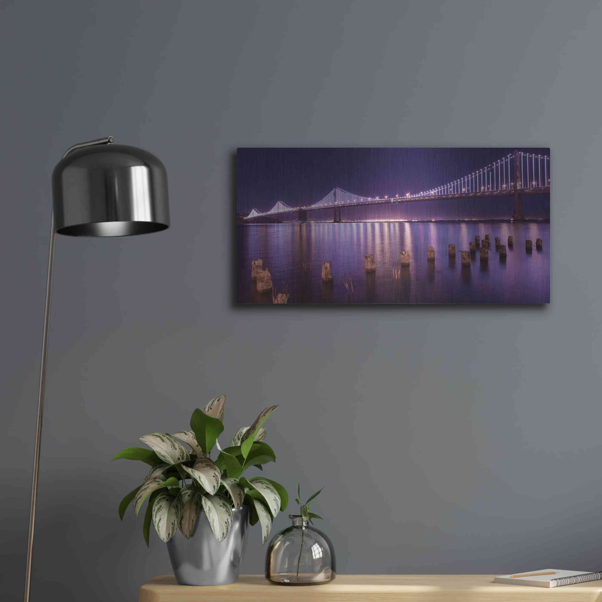 Luxe Metal Art 'The Bay Lights' by Greg Linhares, Metal Wall Art,24x12