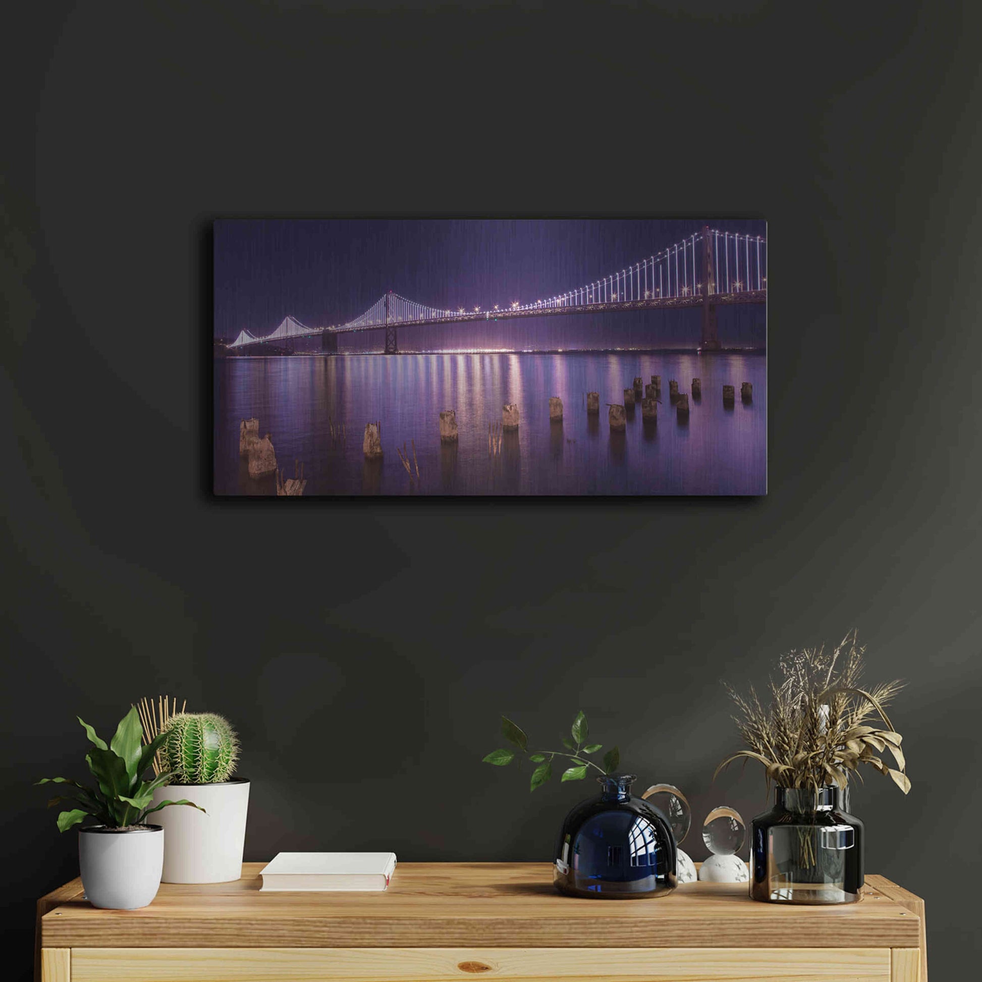 Luxe Metal Art 'The Bay Lights' by Greg Linhares, Metal Wall Art,24x12