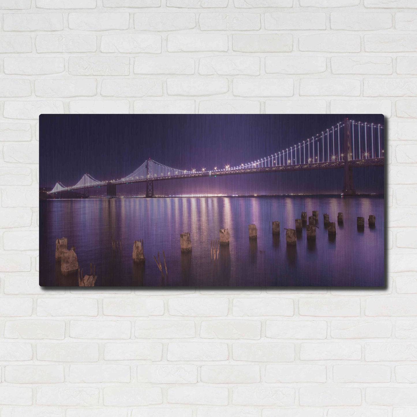 Luxe Metal Art 'The Bay Lights' by Greg Linhares, Metal Wall Art,48x24