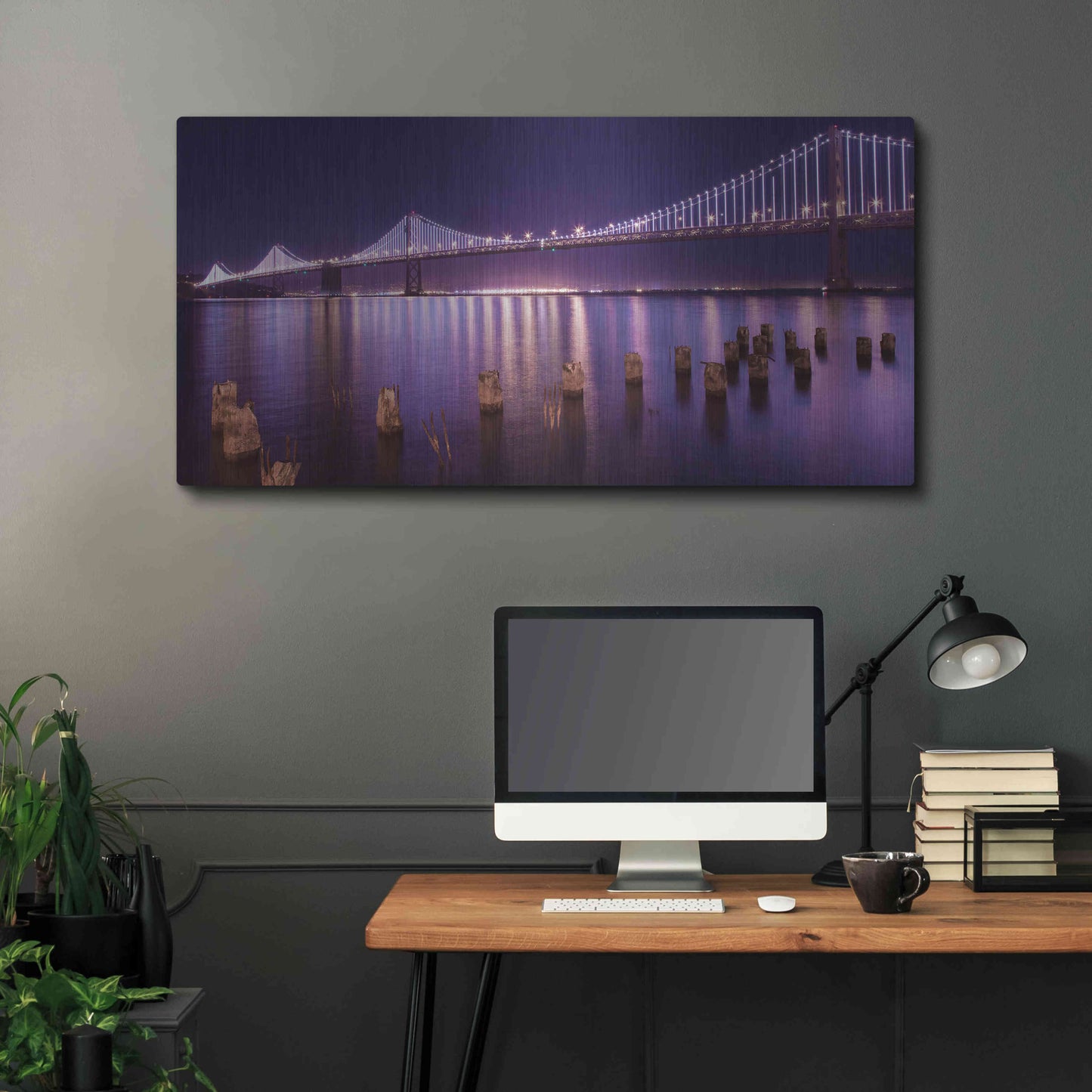 Luxe Metal Art 'The Bay Lights' by Greg Linhares, Metal Wall Art,48x24