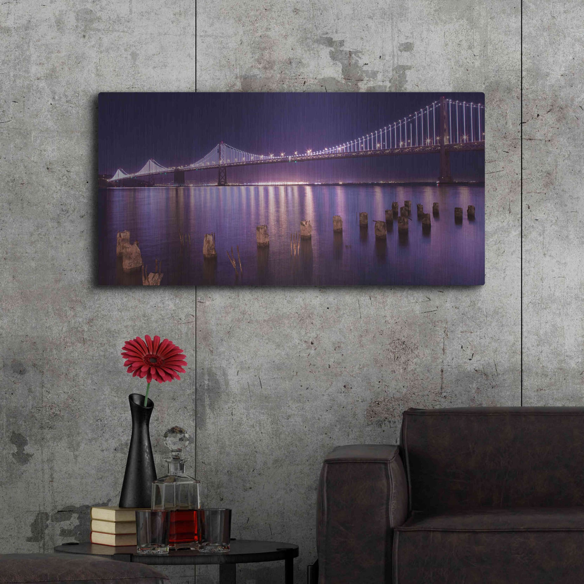 Luxe Metal Art 'The Bay Lights' by Greg Linhares, Metal Wall Art,48x24