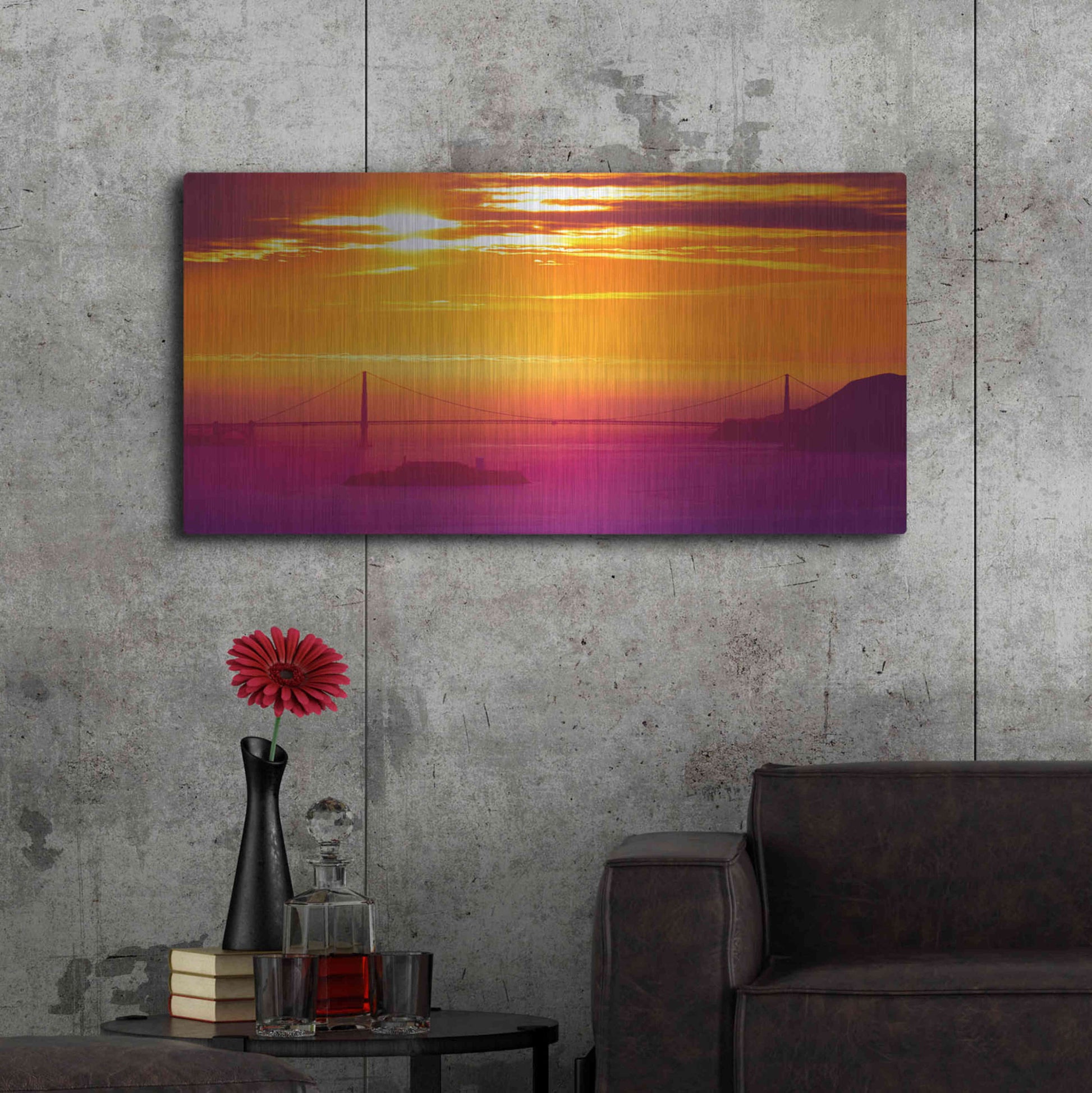 Luxe Metal Art 'The Sun Gate' by Greg Linhares, Metal Wall Art,48x24