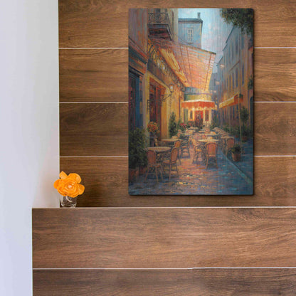 Luxe Metal Art 'Café Van Gogh 2008 Arles France' by Haixia Liu, Metal Wall Art,12x16