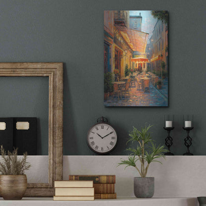 Luxe Metal Art 'Café Van Gogh 2008 Arles France' by Haixia Liu, Metal Wall Art,12x16