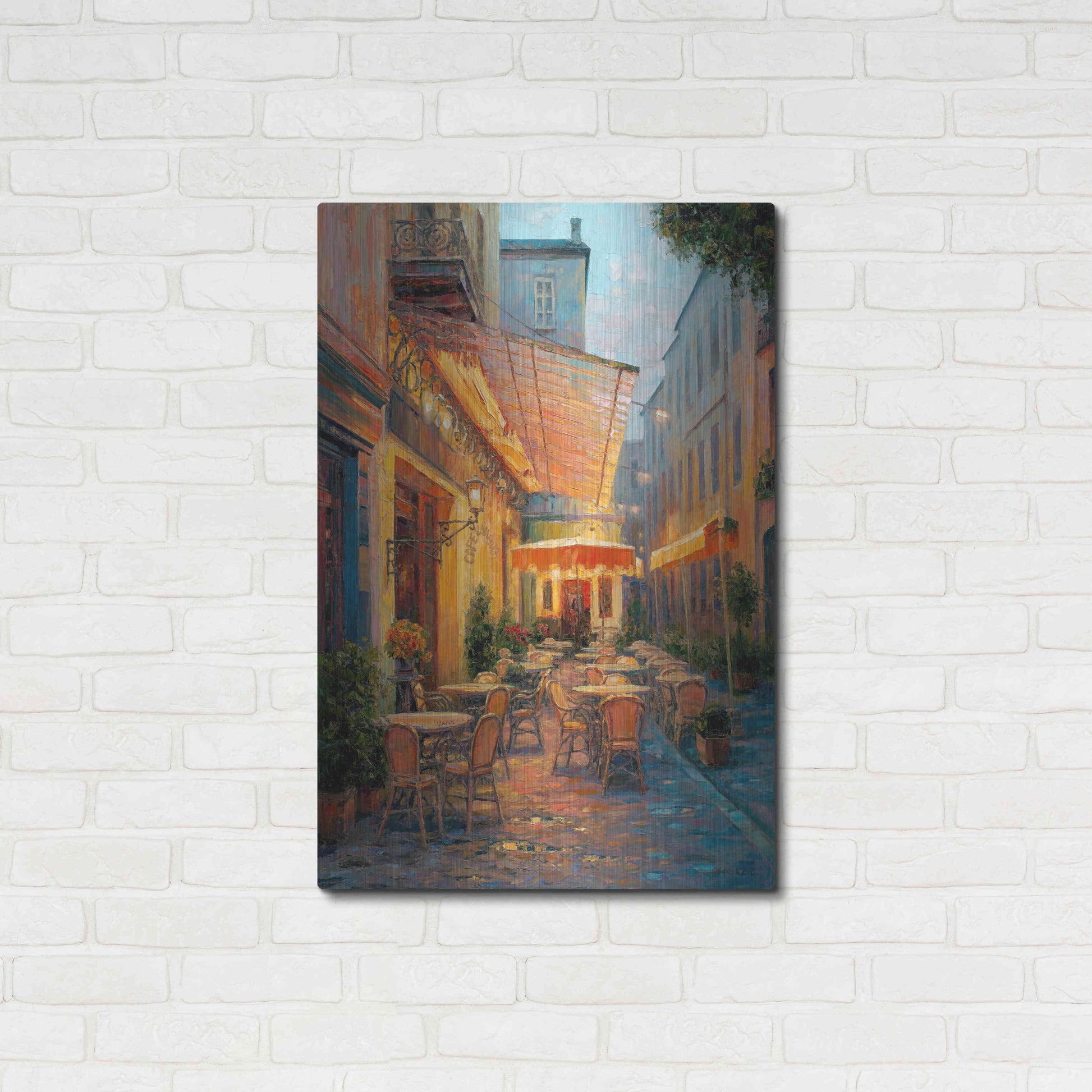 Luxe Metal Art 'Café Van Gogh 2008 Arles France' by Haixia Liu, Metal Wall Art,24x36