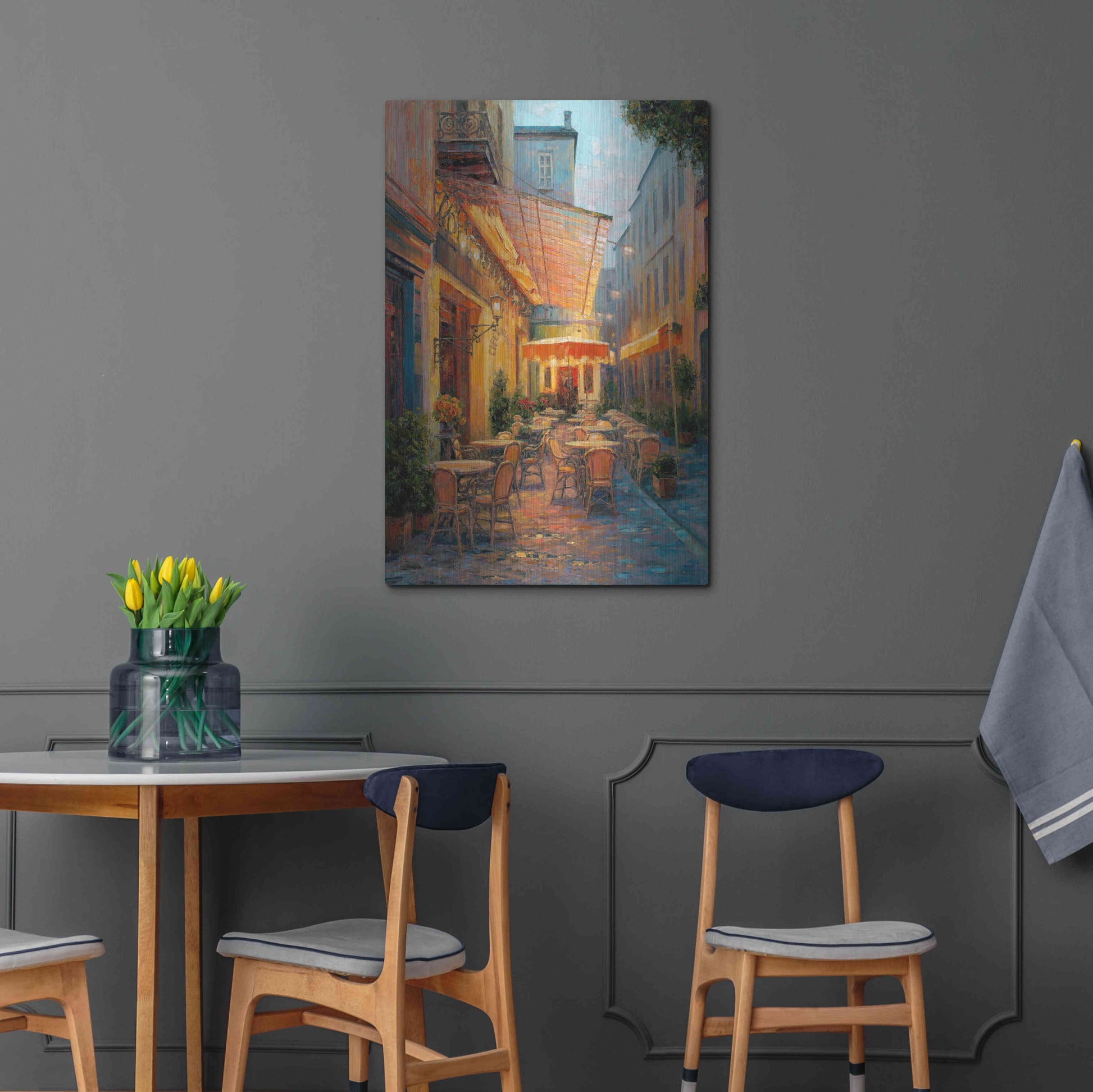 Luxe Metal Art 'Café Van Gogh 2008 Arles France' by Haixia Liu, Metal Wall Art,24x36