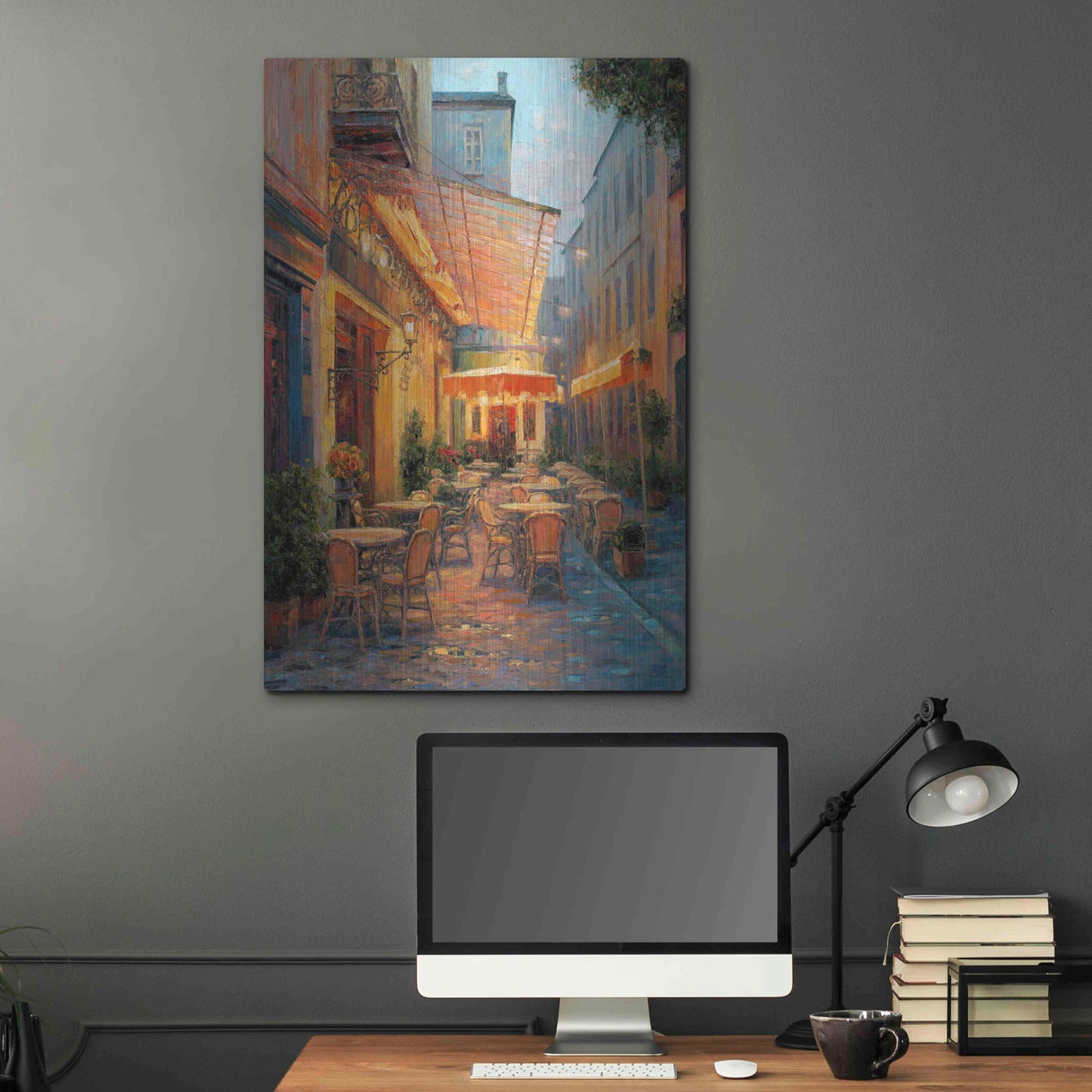 Luxe Metal Art 'Café Van Gogh 2008 Arles France' by Haixia Liu, Metal Wall Art,24x36