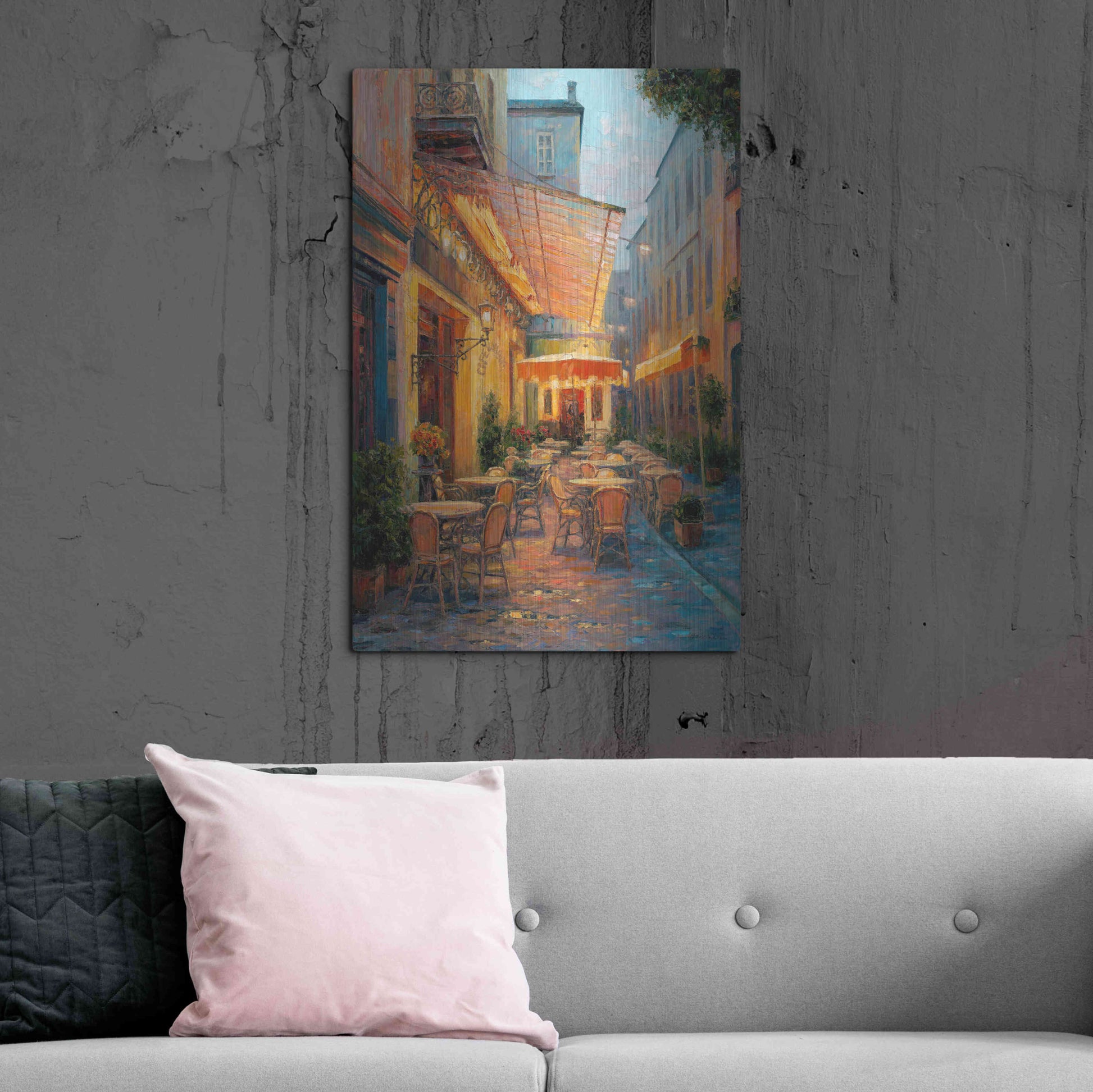 Luxe Metal Art 'Café Van Gogh 2008 Arles France' by Haixia Liu, Metal Wall Art,24x36